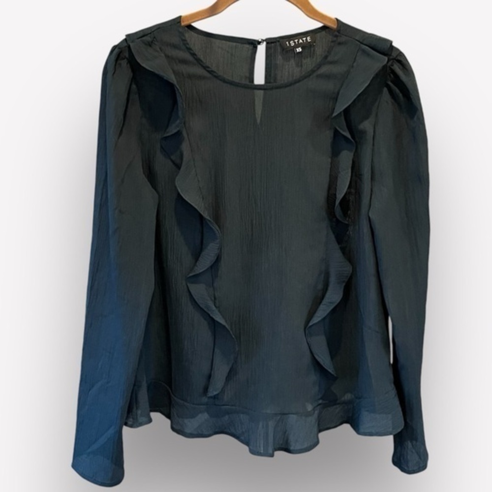 🇪🇸🐠1. State ruffle blouse green keyhole back